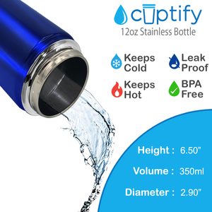 Blue Translucent 12oz Wide Mouth Water Bottle