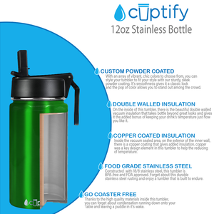Personalized Green Translucent 12oz Wide Mouth Water Bottle