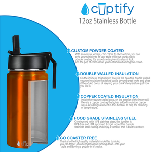 Personalized Orange Translucent 12oz Wide Mouth Water Bottle