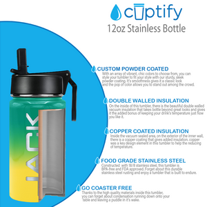 Boys Personalized Tropical Gloss 12oz Wide Mouth Water Bottle