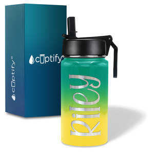 Girls Personalized Tropical Ombre 12oz Wide Mouth Water Bottle