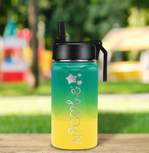 Girls Personalized Tropical Ombre 12oz Wide Mouth Water Bottle