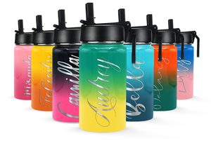 Cuptify Personalized Laser Engraved on Tropical Ombre 12 oz Sports Bottle