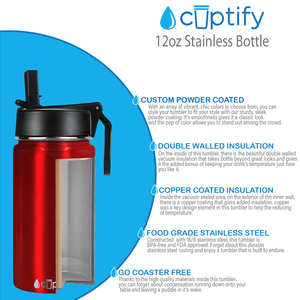 Personalized Red Translucent 12oz Wide Mouth Water Bottle
