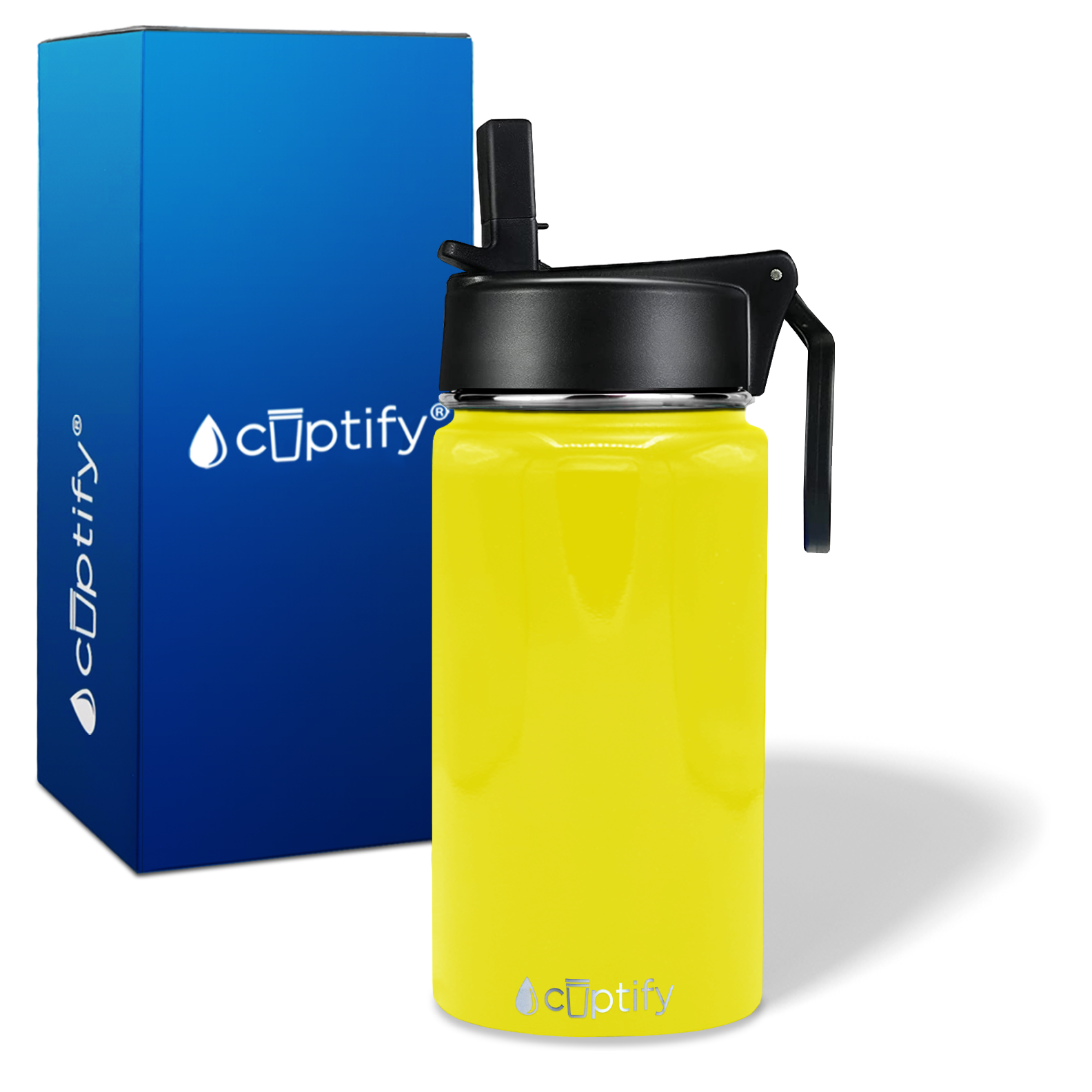 Personalized Yellow Gloss 12oz Wide Mouth Water Bottle