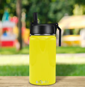 12oz Yellow Gloss Wide Mouth Water Bottle With Straw Lid