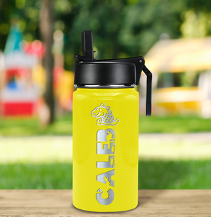 Boys Personalized Yellow Gloss 12oz Wide Mouth Water Bottle