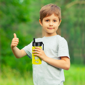 Boys Personalized Yellow Gloss 12oz Wide Mouth Water Bottle