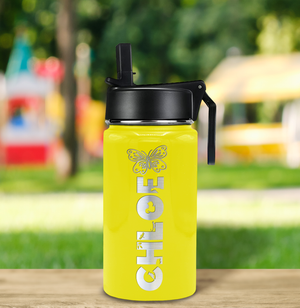 Girls Personalized Yellow Gloss 12oz Wide Mouth Water Bottle