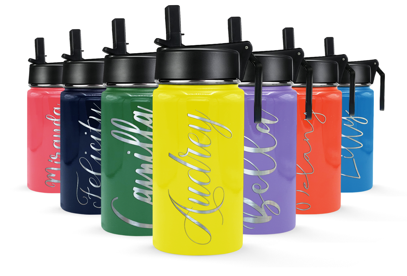 Cuptify Personalized Laser Engraved on Yellow Gloss 12 oz Sports Bottle