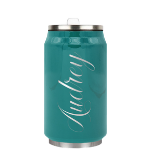 Cuptify Personalized on Aqua Blue Gloss 12 oz Cola Can Bottle