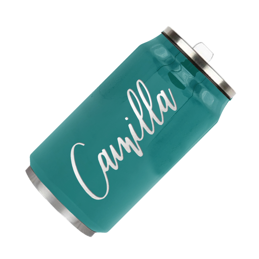 Cuptify Personalized on Aqua Blue Gloss 12 oz Cola Can Bottle