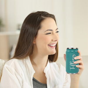 Cuptify Personalized on Aqua Blue Gloss 12 oz Cola Can Bottle