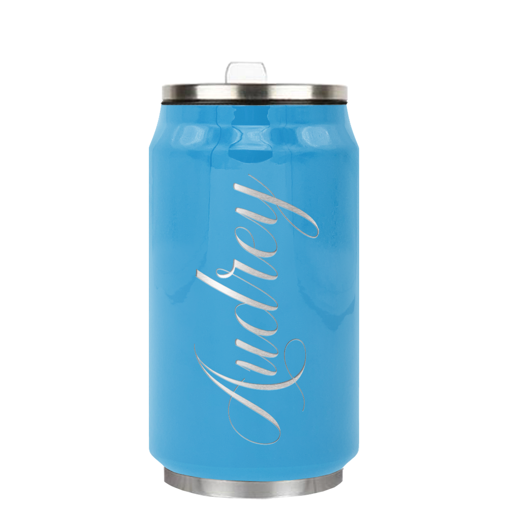 Cuptify Personalized on Baby Blue Gloss 12 oz Cola Can Bottle