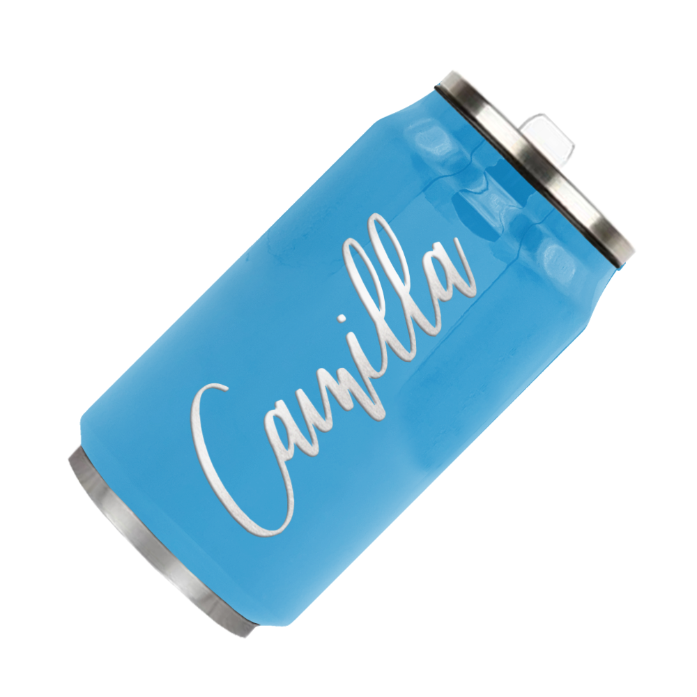 Cuptify Personalized on Baby Blue Gloss 12 oz Cola Can Bottle