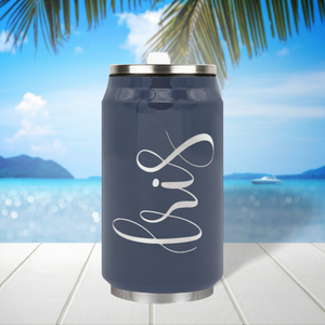 Cuptify Personalized on Blue Gray Gloss 12 oz Cola Can Bottle