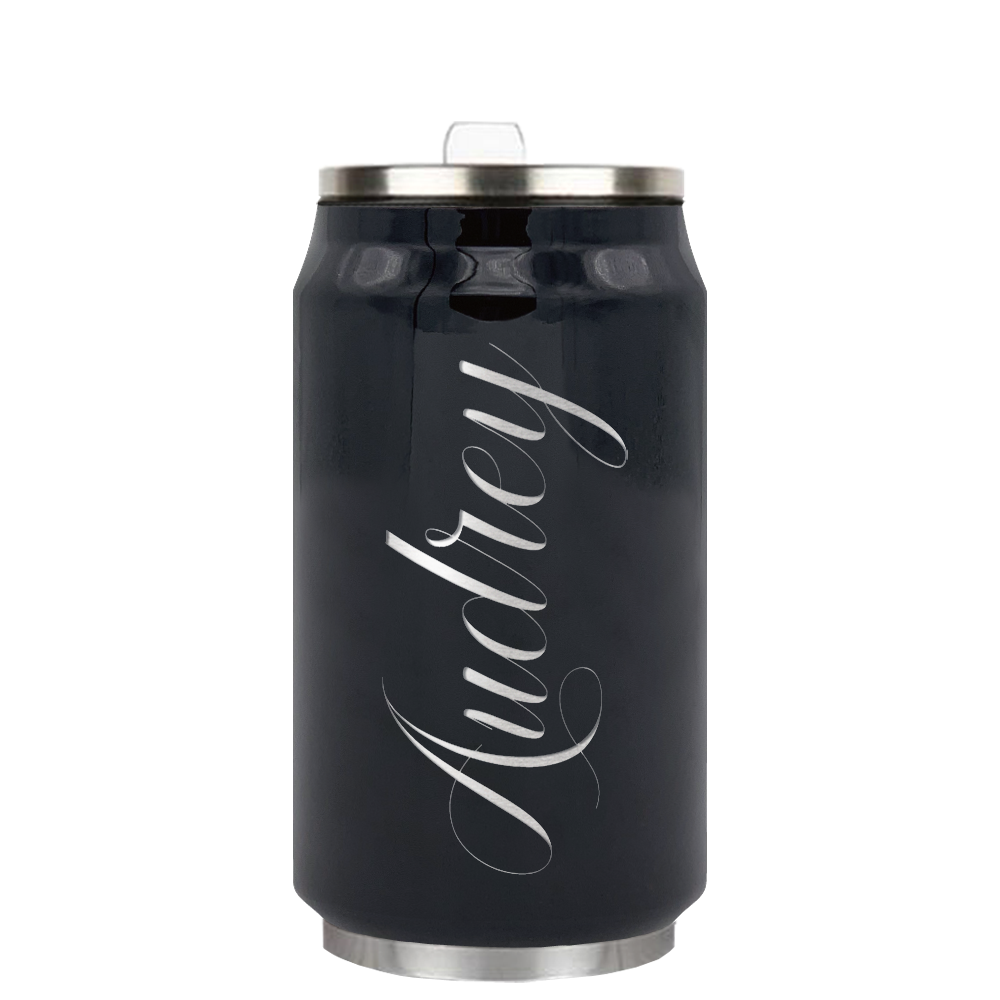 Cuptify Personalized on Black Gloss 12 oz Cola Can Bottle