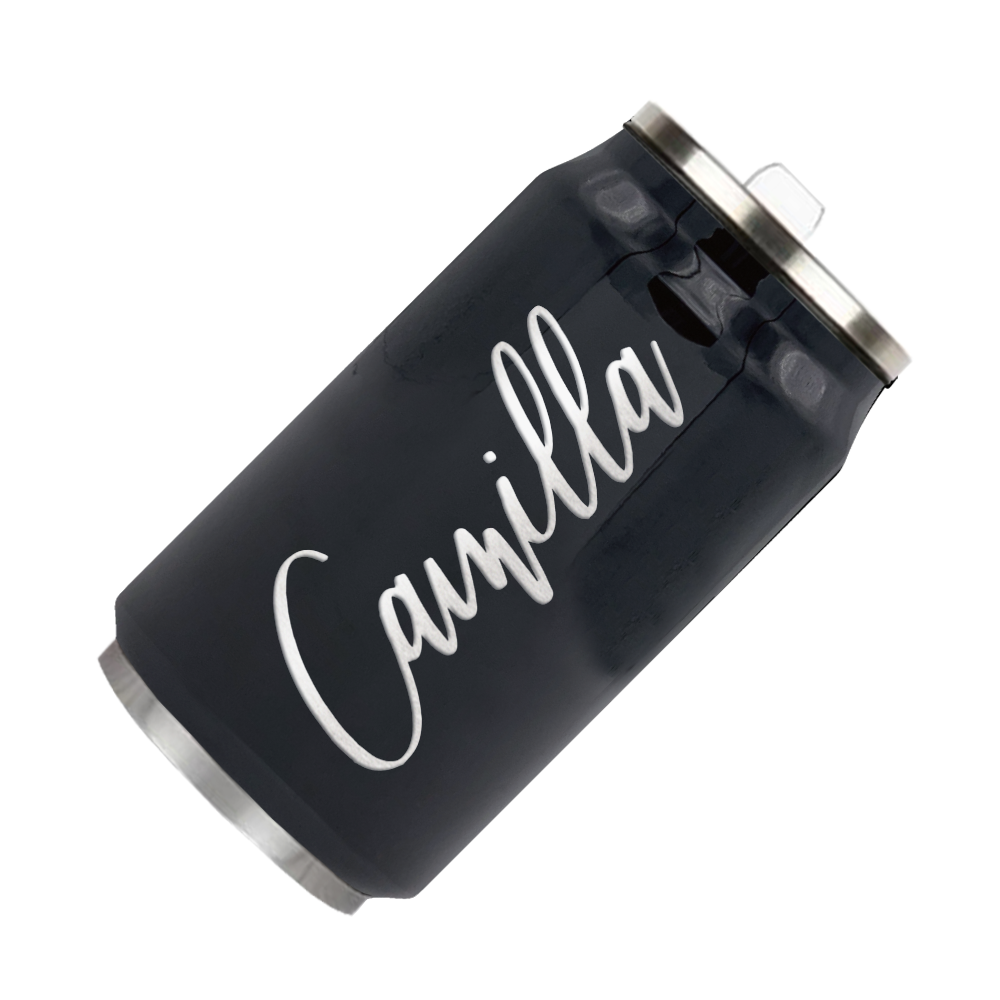 Cuptify Personalized on Black Gloss 12 oz Cola Can Bottle