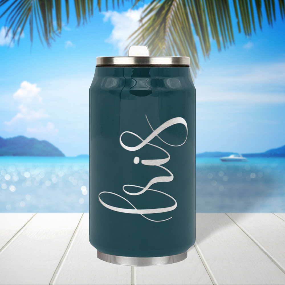 Cuptify Personalized on Blue Sea Gloss 12 oz Cola Can Bottle
