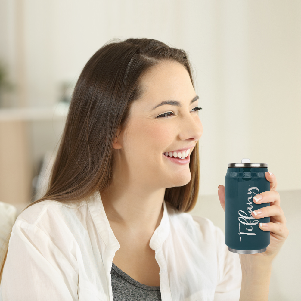 Cuptify Personalized on Blue Sea Gloss 12 oz Cola Can Bottle