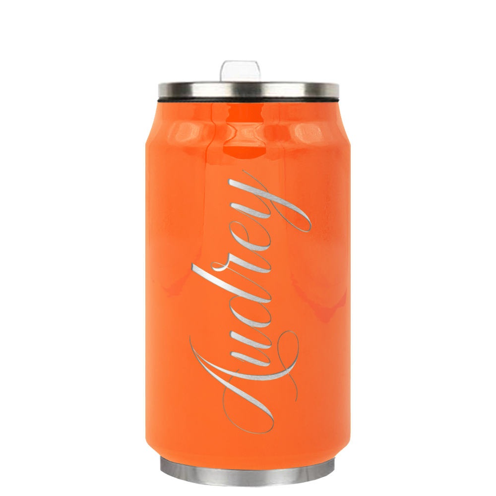 Cuptify Personalized on Bright Orange Gloss 12 oz Cola Can Bottle