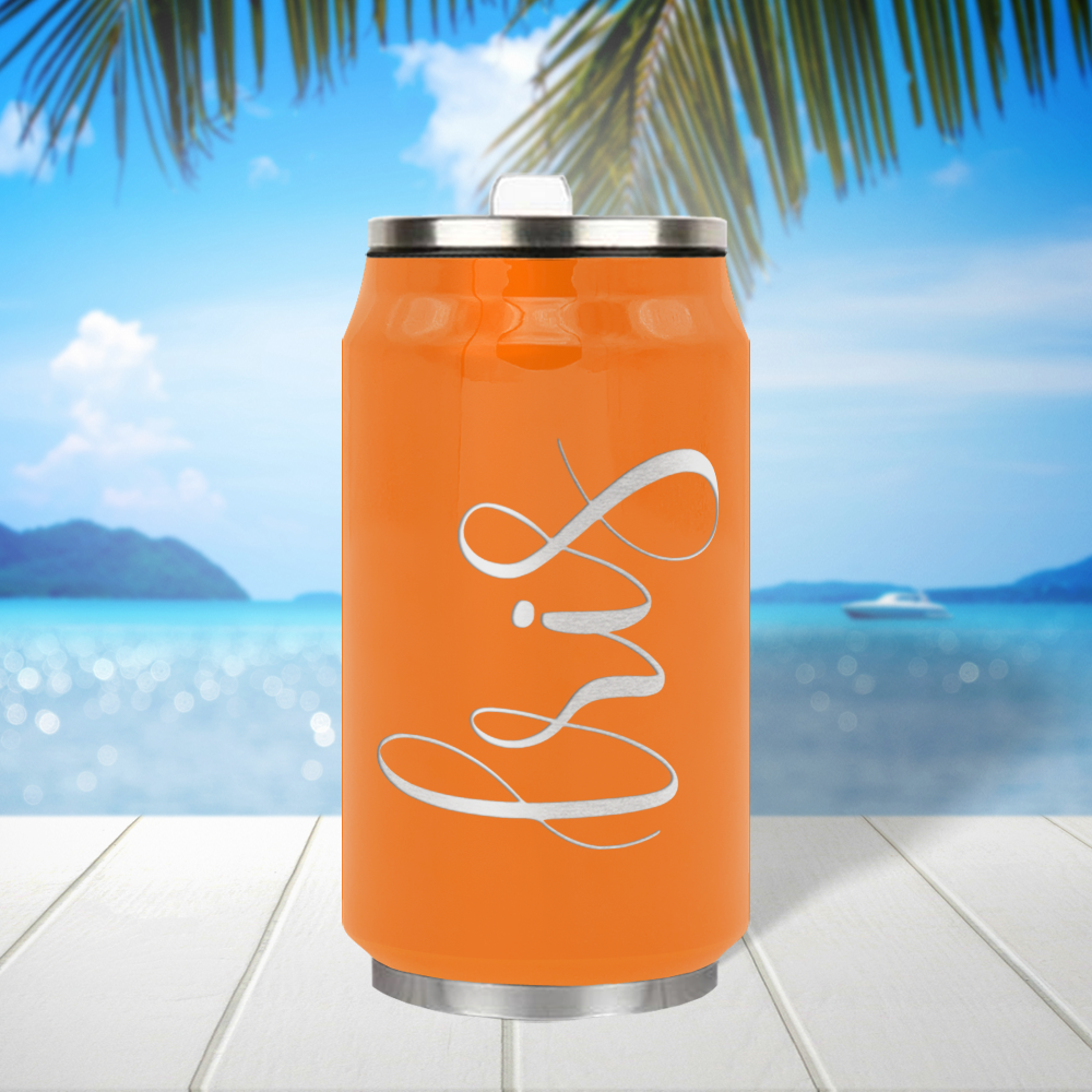 Cuptify Personalized on Bright Orange Gloss 12 oz Cola Can Bottle
