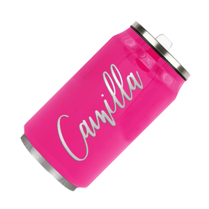 Cuptify Personalized on Bright Pink Gloss 12 oz Cola Can Bottle