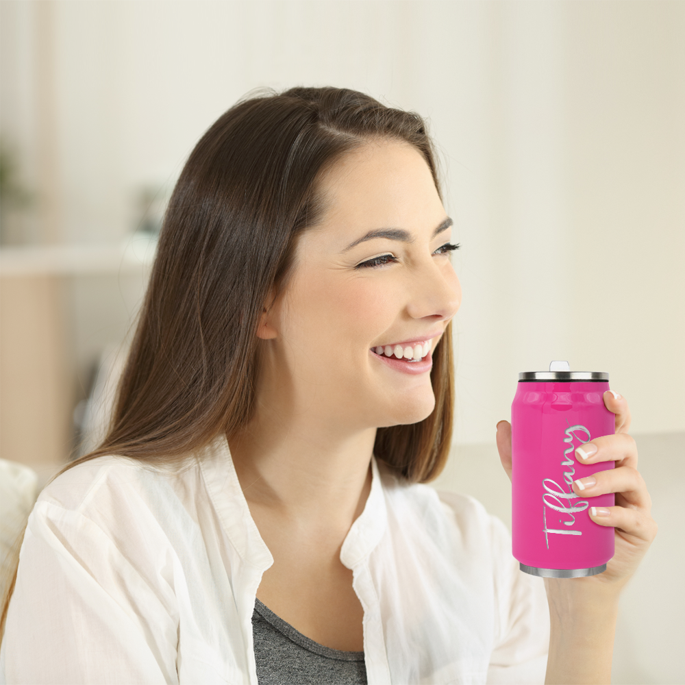 Cuptify Personalized on Bright Pink Gloss 12 oz Cola Can Bottle