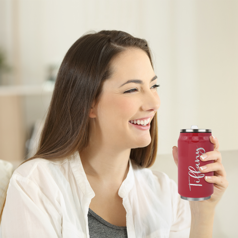 Cuptify Personalized on Blood Red Gloss 12 oz Cola Can Bottle