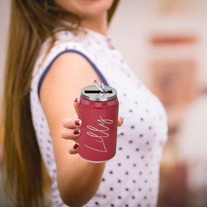 Cuptify Personalized on Blood Red Gloss 12 oz Cola Can Bottle