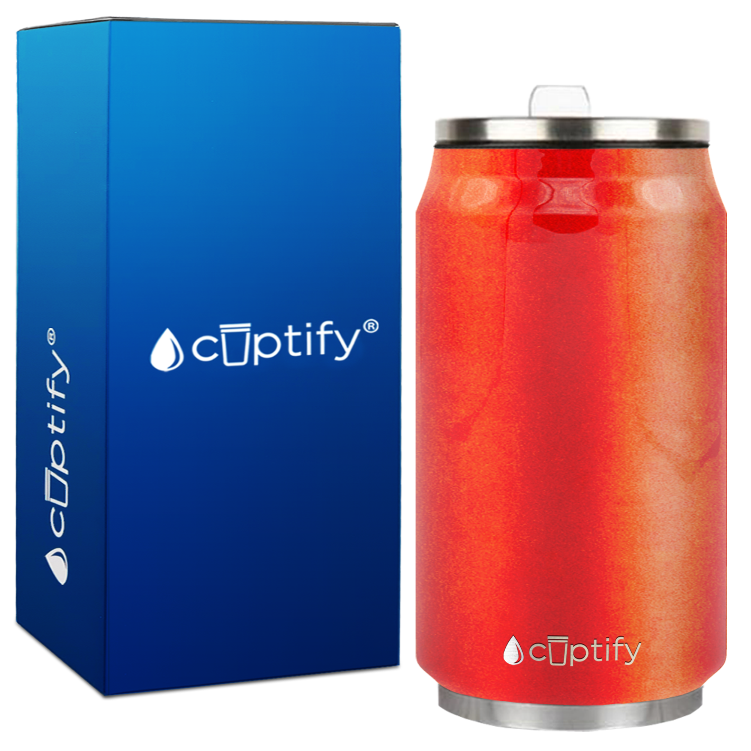 Orange Glitter 12oz Cola Can Bottle