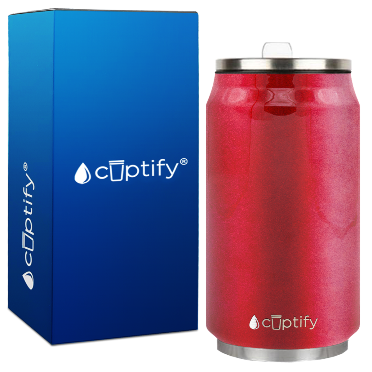 Red Glitter 12oz Cola Can Bottle