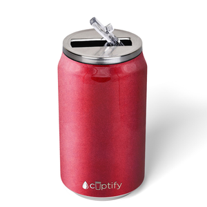 Red Glitter 12oz Cola Can Bottle