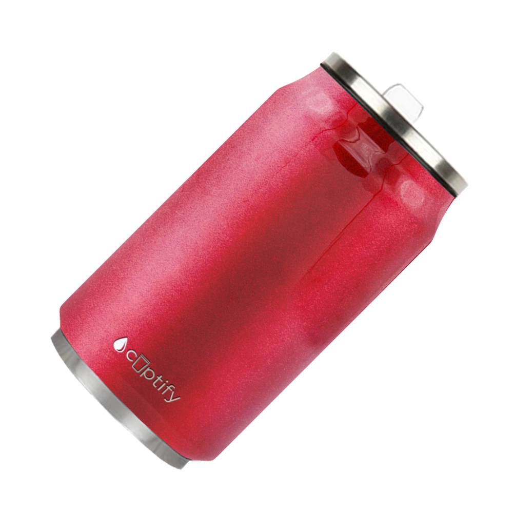 Red Glitter 12oz Cola Can Bottle