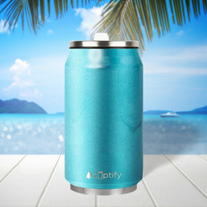 Seafoam Glitter 12oz Cola Can Bottle