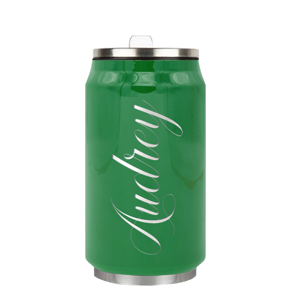 Cuptify Personalized on Kelly Green Gloss 12 oz Cola Can Bottle