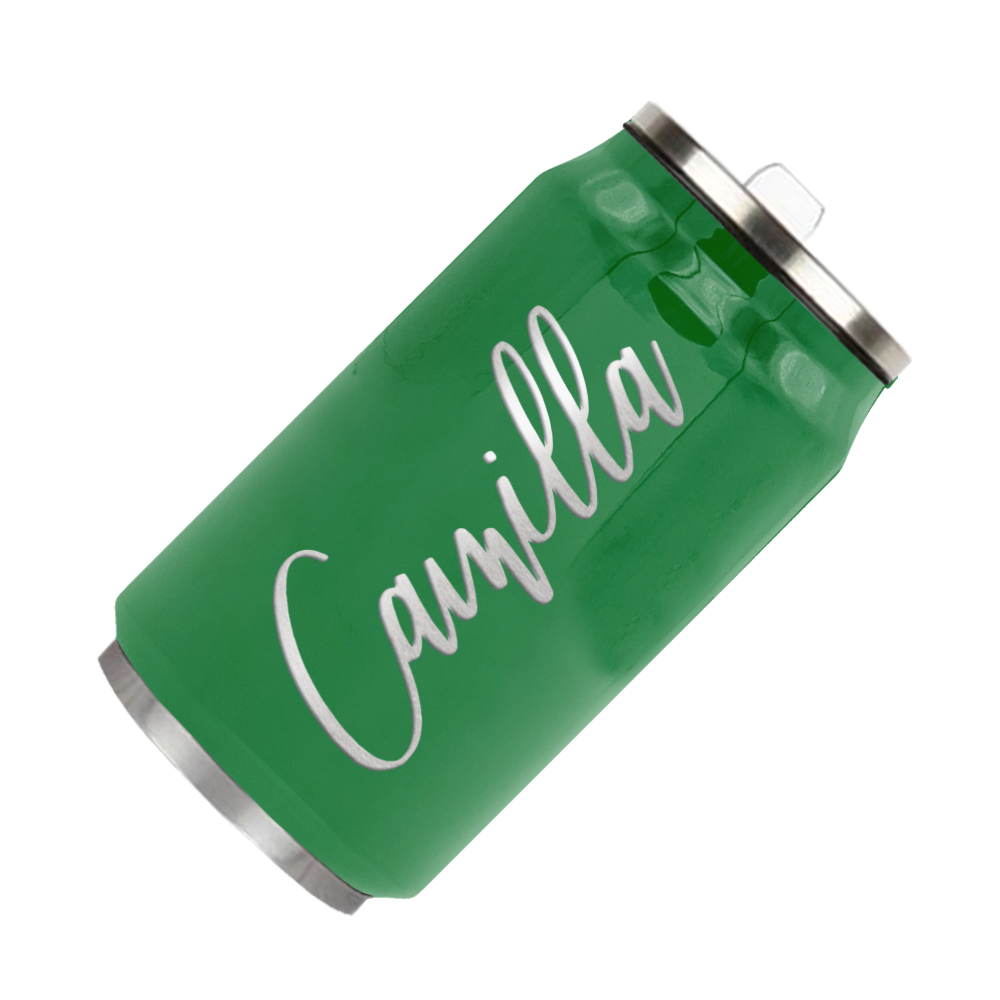 Cuptify Personalized on Kelly Green Gloss 12 oz Cola Can Bottle