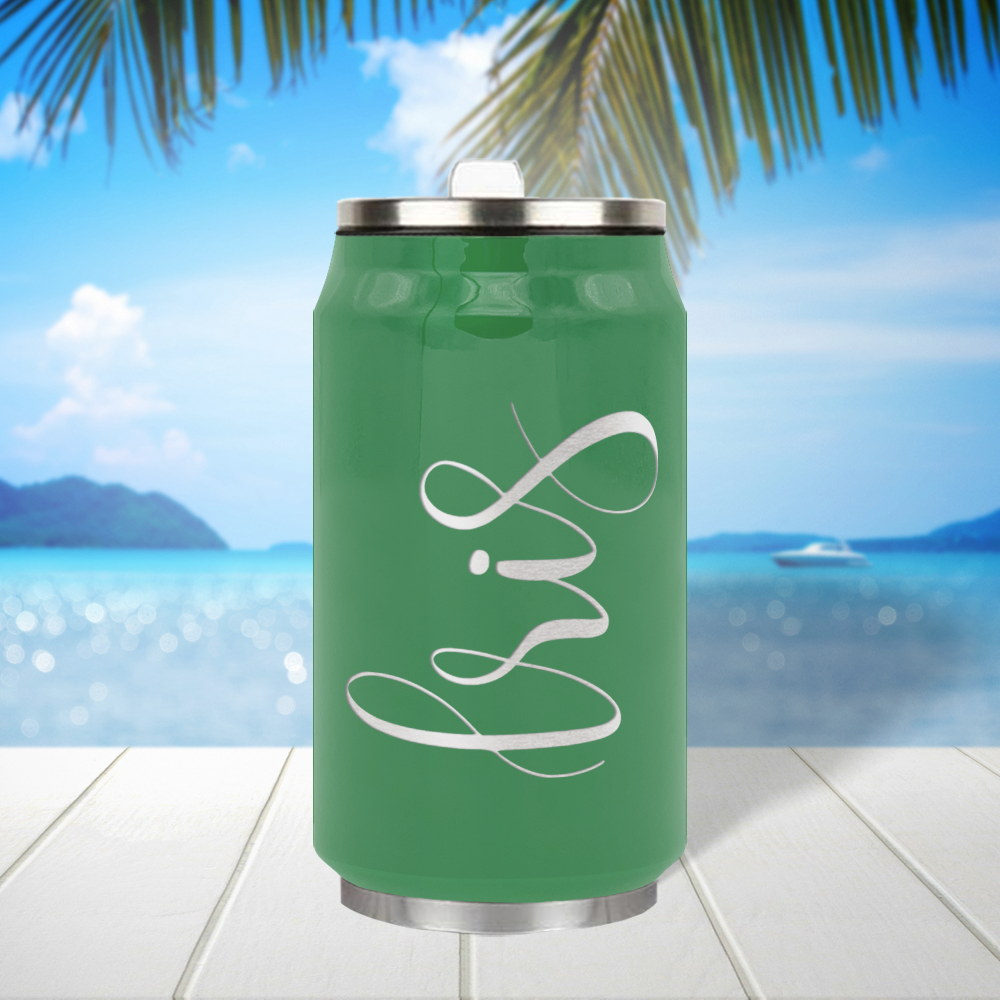 Cuptify Personalized on Kelly Green Gloss 12 oz Cola Can Bottle