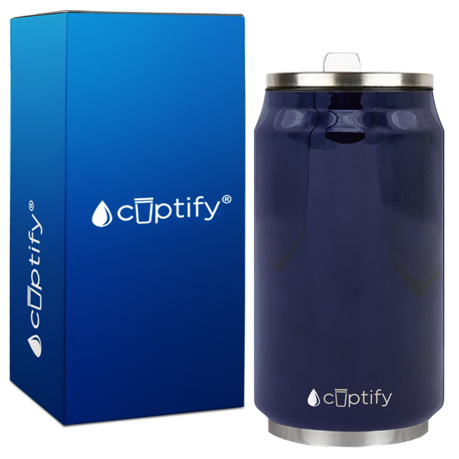 Navy Blue Gloss 12oz Cola Can Bottle