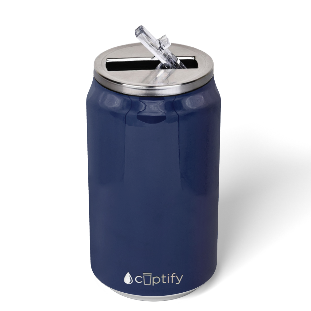 Navy Blue Gloss 12oz Cola Can Bottle