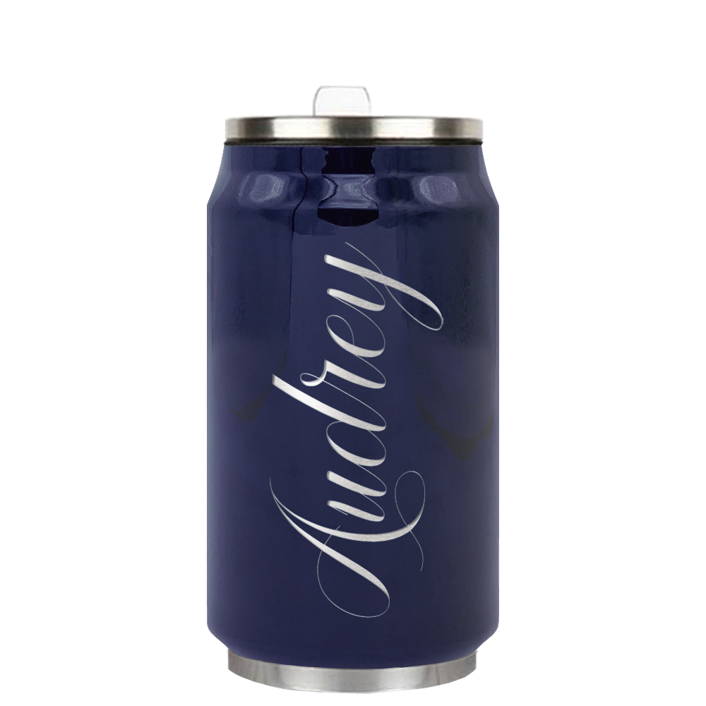 Cuptify Personalized on Navy Blue Gloss 12 oz Cola Can Bottle