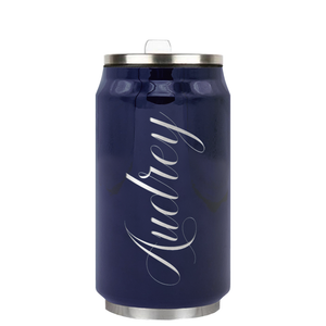 Cuptify Personalized on Navy Blue Gloss 12 oz Cola Can Bottle