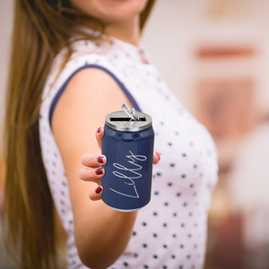 Cuptify Personalized on Navy Blue Gloss 12 oz Cola Can Bottle