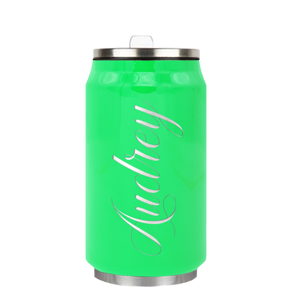 Cuptify Personalized on Neon Green Gloss 12 oz Cola Can Bottle