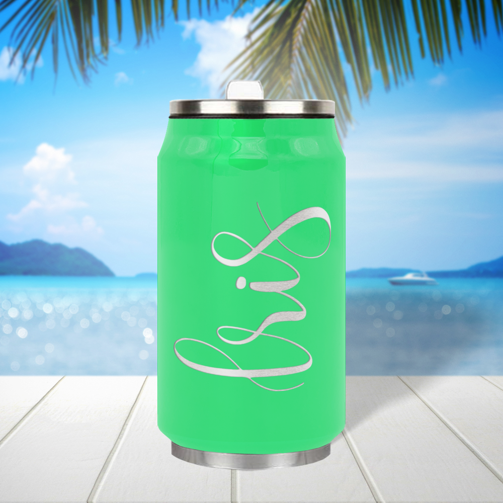 Cuptify Personalized on Neon Green Gloss 12 oz Cola Can Bottle