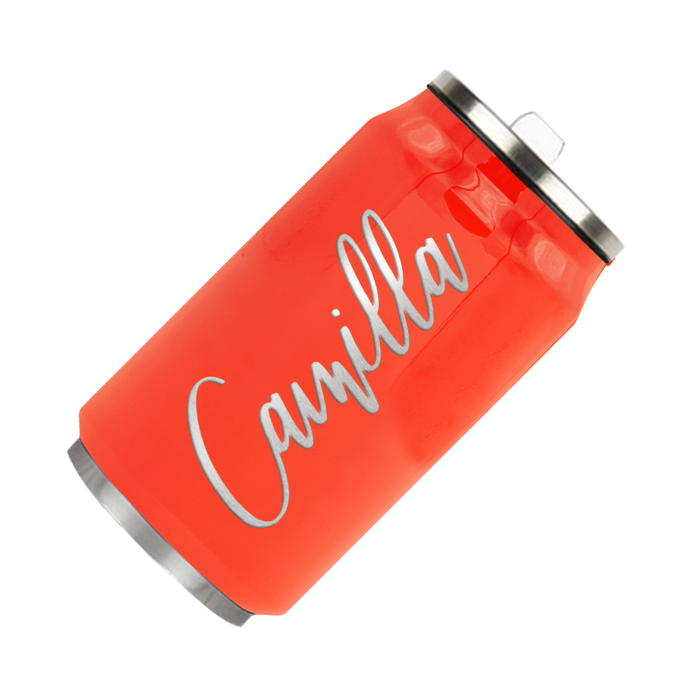 Cuptify Personalized on Orange Gloss 12 oz Cola Can Bottle
