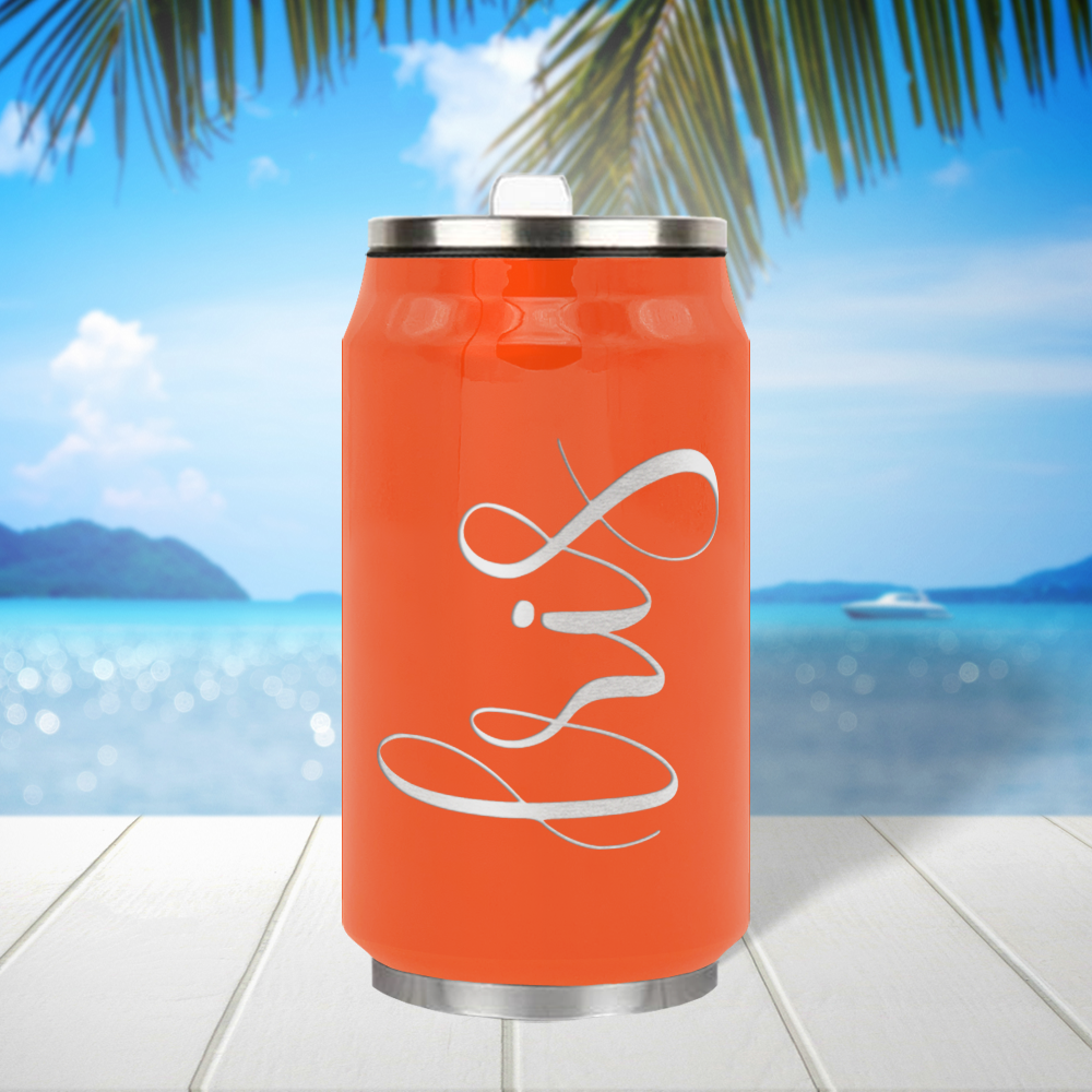 Cuptify Personalized on Orange Gloss 12 oz Cola Can Bottle