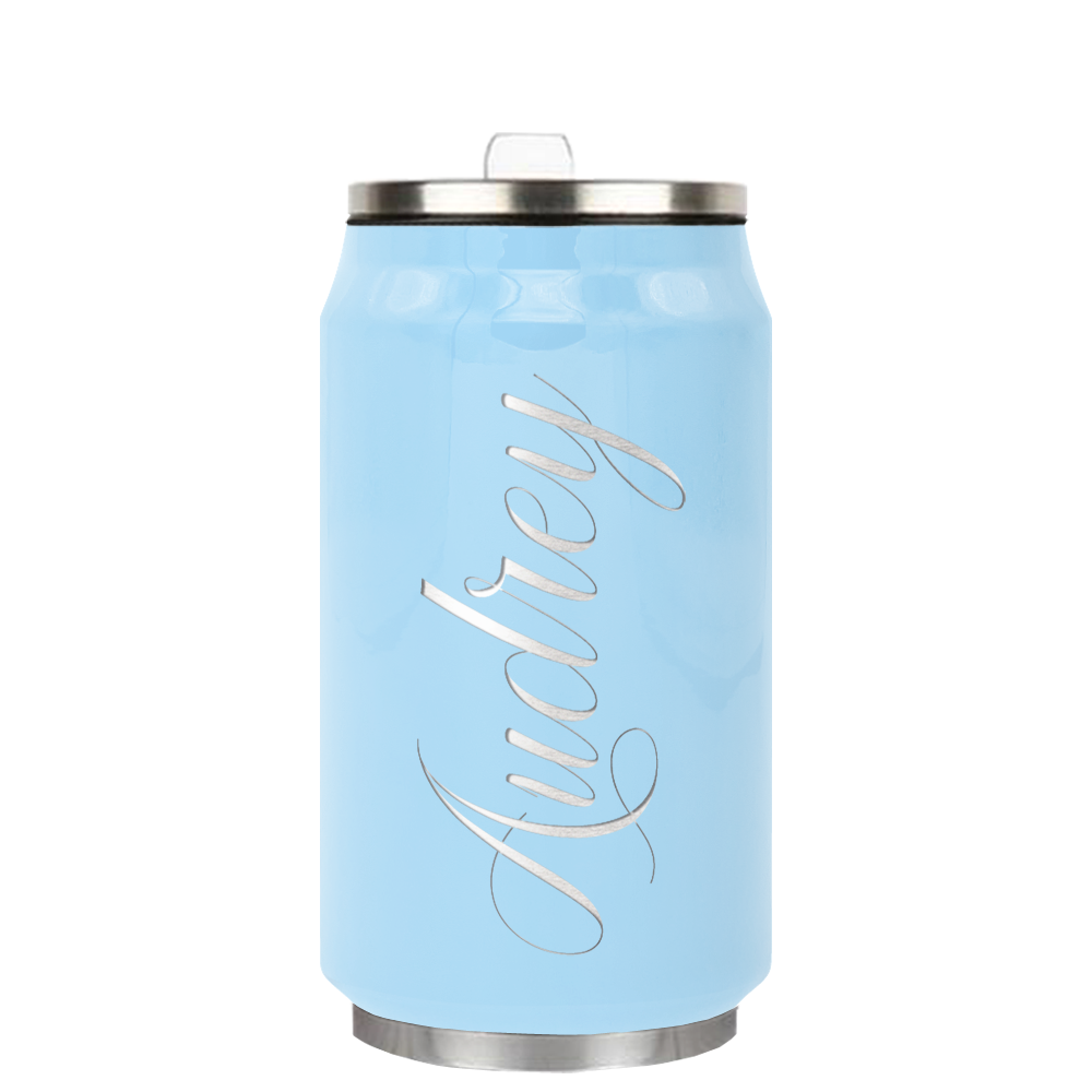 Cuptify Personalized on Pastel Blue Gloss 12 oz Cola Can Bottle