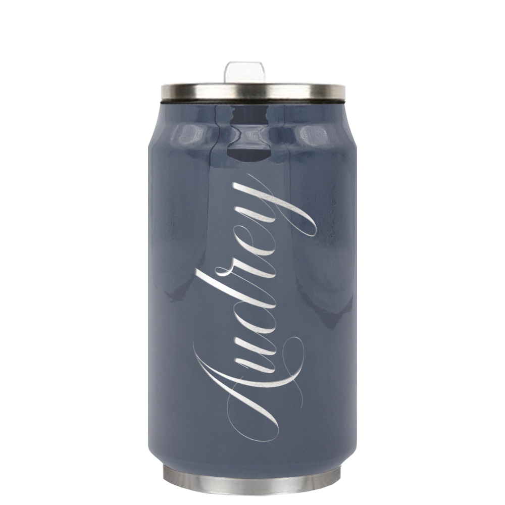 Cuptify Personalized on Periwinkle Gray Gloss 12 oz Cola Can Bottle