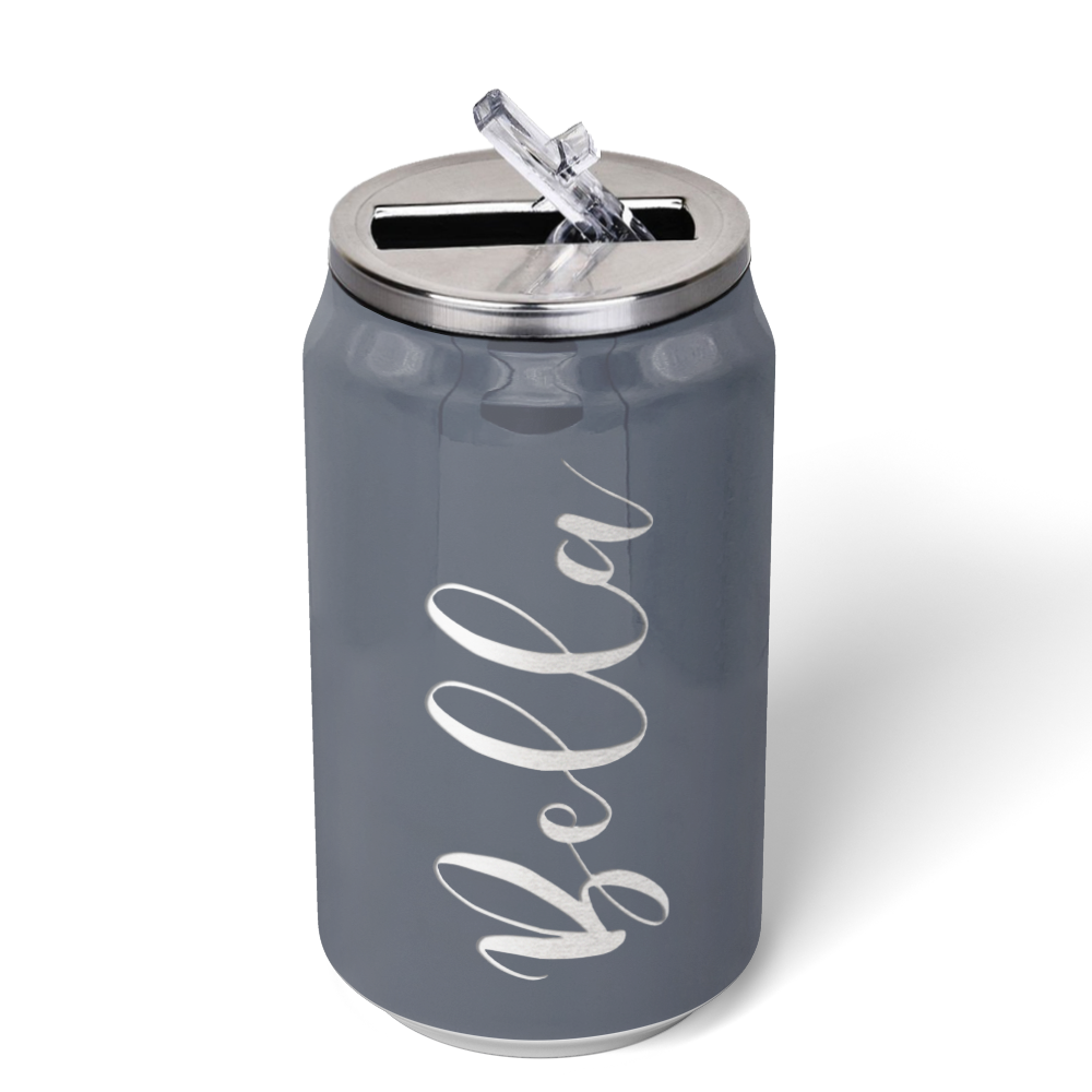 Cuptify Personalized on Periwinkle Gray Gloss 12 oz Cola Can Bottle
